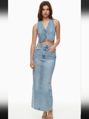 Aritzia Denim Forum The '90s Pencil Maxi Denim Skirt - size27